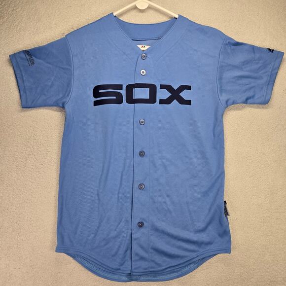 Chicago White Sox Jersey Youth XL X-Large Majestic Blue Heat Transfer Logo - Picture 1 of 10